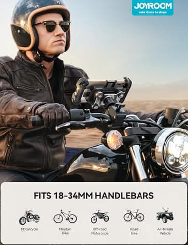 JOYROOM Motorcycle Phone Mount Holder - [Dual Vibration Dampener] 150mph Anti-Shock Phone Holder for Motorcycle [Upgrade Metal Handlebar Clamp] - Bicycle Bike Phone Holder Mount for 4.7-7" Cell Phones - Image 8