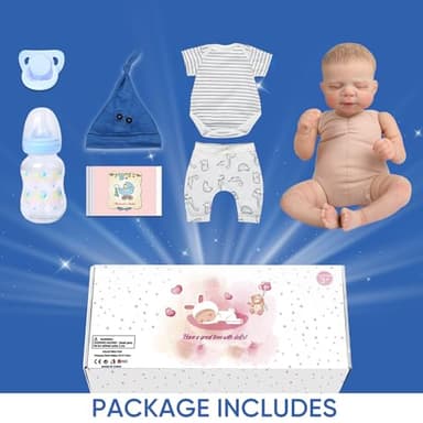 WOOROY Realistic Reborn Baby Dolls Boy - 18-Inch Newborn Baby Dolls with Soft Cloth Body Sleeping Lifelike Reborn Baby Dolls Birthday Gift for Kids Age 3+ - Image 8