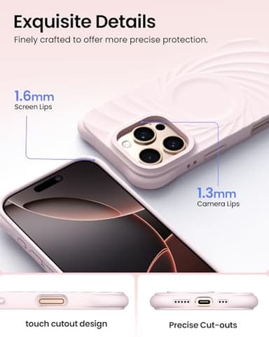 ORNARTO Vortuxe for iPhone 16 Pro Case 6.3" | 2X MIL-STD Drop Protection | Compatible with MagSafe | Sleek Aesthetic Liquid Silicone Phone Cover - Pale Rose Quartz - Image 4