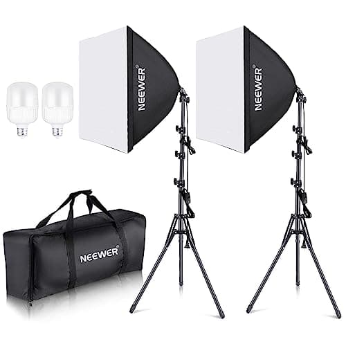 NEEWER 700W Equivalent Softbox Lighting Kit, 2Pack UL Certified 5700K LED Lighting Bulbs, 24x24 inches Softboxes with E26 Socket, Photography Continuous Lighting Kit Photo Studio Equipment - Image 1