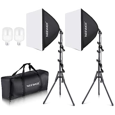 NEEWER 700W Equivalent Softbox Lighting Kit, 2Pack UL Certified 5700K LED Lighting Bulbs, 24x24 inches Softboxes with E26 Socket, Photography Continuous Lighting Kit Photo Studio Equipment - Image 1