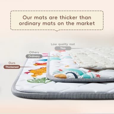 TreeBud Baby Play Mat - Thicken 71x59 Inch Soft Foam Crawling Mat for Playpen & Floor, Non-Slip Waterproof Playmats for Infants & Toddlers, Portable Foldable & Machine Washable, Dinosaur & Letters - Image 6