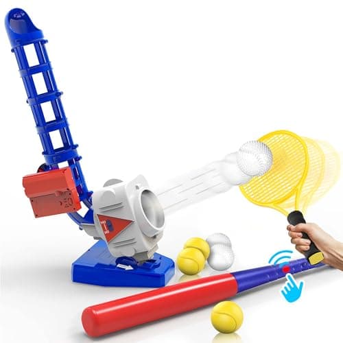 iPlay, iLearn Kids Pitching Machine Toys, 2 in 1 RC Baseball Tennis Pitcher, Auto Ball Launching Bat, Boy Outdoor Outside Sports Backyard Game, Birthday Gift 5 6 7 8 10 12 Yr Youth-Partially Assembled - Image 1