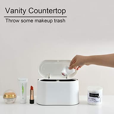 SUBEKYU Mini Trash Can with Lid,Small Desk Trash Can,Countertop Mini Garbage Cans,Tiny Waste Basket,White,with 3 roll Bags - Image 4