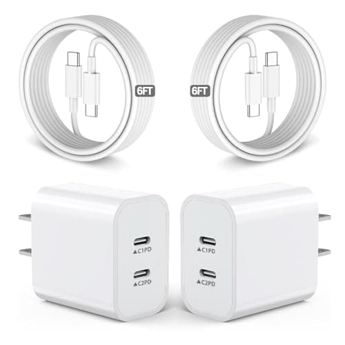 iPhone 17 16 15 Charger,USB C Charger Fast Charging,2Pack Dual Port Fast Wall Chargers Block with 6FT USB C Cable for iPhone 17 Pro Max/17 Pro/17/Air/16 Pro Max/16 Plus/16e/15/iPad Pro/Air/Mini/AirPod - Image 1