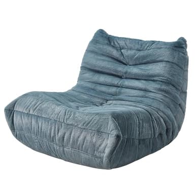 Bean Bag Chairs for Adults Giant Bean Bag Chair Memory Foam BeanBag Chair Big Bean Bag Sofa with Filler Faux Fur Fireside Beanbags Lazy Sofa for Living Room Bedroom Dorm Office (Bluegrey Plush) - Image 9