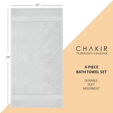 Chakir Turkish Linens |Hotel & Spa Quality 100% Cotton Premium Turkish Towels | Soft & Absorbent (Silver Gray, Bath Towel - Set of 4) - Image 6