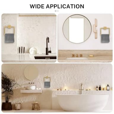 2-Piece Brushed Gold Towel Ring,Square Hand Towel Holder,Stainless Steel Modern Towel Holder Wall-Mounted Bathroom Towel Ring Towel Rack - Image 7