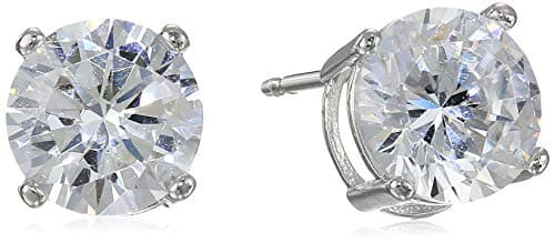 Amazon Essentials Platinum Plated Sterling Silver Round Cut Cubic Zirconia Stud Earrings (5mm) - Image 1