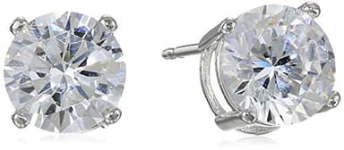 Amazon Essentials Platinum Plated Sterling Silver Round Cut Cubic Zirconia Stud Earrings (5mm) - Image 1