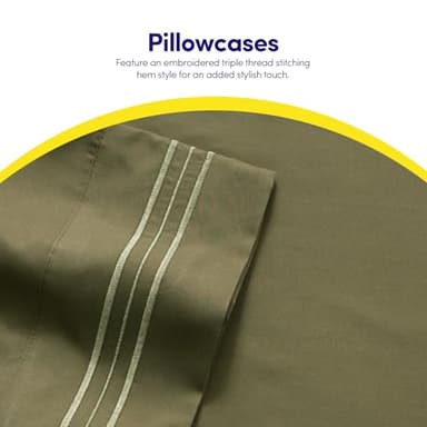 1500 Supreme Collection King Sheet Sets Olive Green - Luxury Hotel Bed Sheets and Pillowcase Set for King Mattress - Extra Soft, Elastic Corner Straps, Deep Pocket Sheets, King Olive Green - Image 7