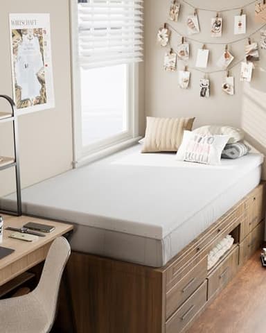 Ferlizer 3" [Twin XL] Mattress Topper, Memory Foam Mattress Topper Twin Extra Long for College Dorm with Ultra Soft Cover & Corner Straps, CertiPUR-US Certified - Image 1