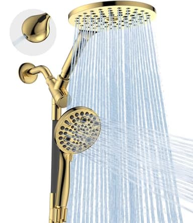 Dual Handheld Shower Head Combo, 2-in-1 Rain Shower Heads System 8 Inch Rainfall Shower Head and 10 Modes High Pressure Hand Held Showerhead with Built-in Power Wash - Image 1