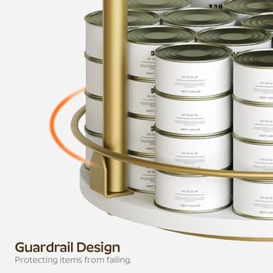 Yatiney 3-Tier Lazy Susan, Rotating Spice Rack, Spinning Organizer, Industrial Turntable Spice Rack for Cabinet, Kitchen Countertop, Pantry, White and Gold SR23DW - Image 6