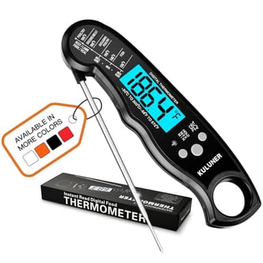 KULUNER TP-01 Waterproof Digital Instant Read Meat Thermometer with 4.6 Folding Probe Backlight Calibration Function for Cooking Food Candy, BBQ Grill, Liquids,Beef(Black) - Image 1