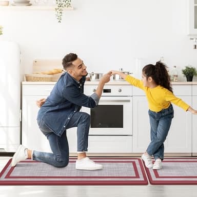 Mattitude Kitchen Mats Set of 2 Cushioned 0.47 inch Thick Rugs Non-Skid Waterproof Mats and Ergonomic Comfort Standing for Floor, Office, Sink,Laundry,Red - Image 4