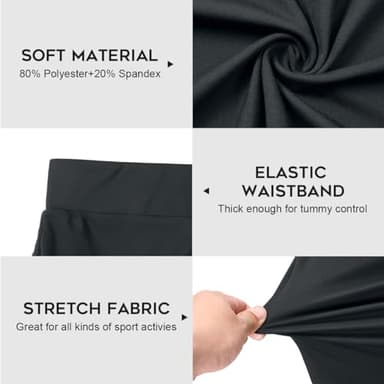 CAMEL CROWN Women’s Tennis Skirts with Adjustbale Drawstrings Athletic Golf Skorts for Summer Hiking Tummy Control Black - Image 5