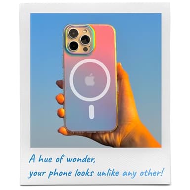 LONLI Hue - Magnetic Case for iPhone 15 Pro - [Compatible with Magsafe] - [360° Shock-Absorbent Bumper] - [Cute and Unique Phone Cover for Girls and Women] - Fluorescent Holographic Iridescent - Image 8