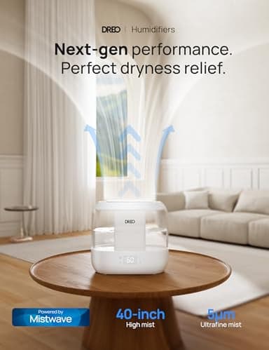 Dreo Smart Humidifier, Cool Mist Humidifiers for Bedroom, Quiet 4L Top Fill Ultrasonic Humidifiers for Home Office Plant & Baby with Nightlight, LED Display, 36H Runtime, APP/Voice Control, HM311S - Image 4