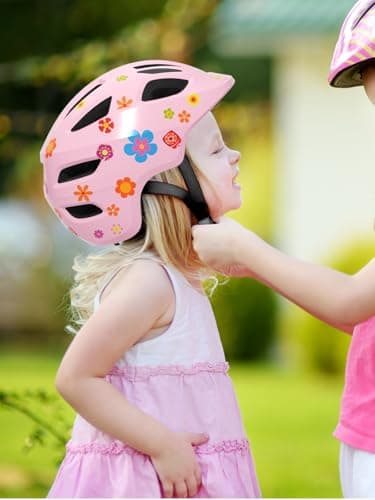 XJD Toddler Helmet Kids Bike Helmet Baby Multi-Sport Adjustable Skateboard Helmet for Kids Boys Girls Infant Lightweight for Age 1 and Older (Pink Flowers, X-Small: 18.11"-20.08" / 46-51 cm) - Image 8