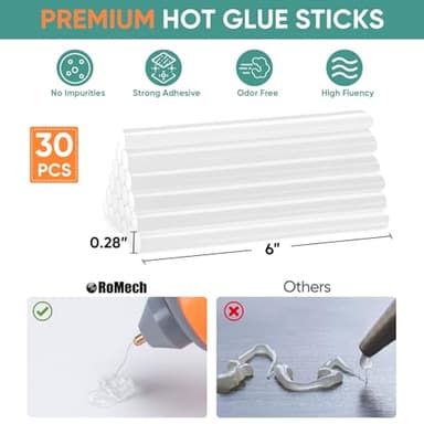 ROMECH Cordless Hot Glue Gun, Auto Dispensing Craft Glue Gun with 30 Pcs Glue Sticks, 3Ah Type-C Rechargeable Glue Gun Kit with Storage Case (Orange) - Image 4