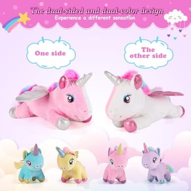 gnomantic 5 Pieces Unicorn Stuffed Animals - 1 Mommy Stuffed Unicorn with 4 Babies - Unicorns Gifts for Girls Ages 3 4 5 6 7 8, Unicorns Plush Toys for Christmas, Valentine's, Birthday Gifts (Pink) - Image 5