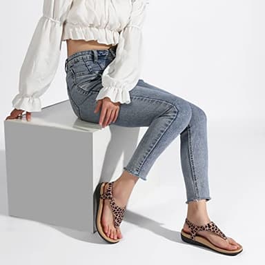 UTENAG Womens Arch Support Sandals Orthotic Adjustable Thong Flip Flops Leopard 8.5 - Image 5