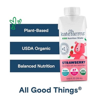 KATE FARMS Organic Kids Nutrition Shake,Strawberry, 8g of protein, 27 Vitamins and Minerals, Meal Replacement Drink, Protein Shake, Gluten Free, Non-GMO, 8.45 Fl oz (Pack of 12) - Image 7