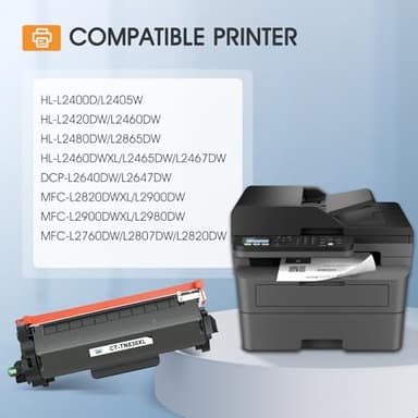 TN830XL TN830 830XL 830 Toner for Brother Printer HL-L2460DW DCP-L2640DW Replacement for Brother TN830 XL/V/R TN 830 XL TN-830XL Cartridge MFC-L2820DW HL-L2405W HL-L2400D 2PK Black High Yield Printer - Image 2