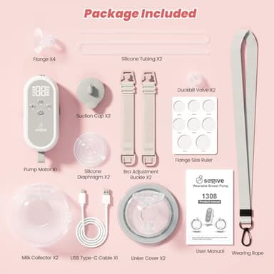 Saglve Breast Pump Hands Free,Wearable Breast Pumps Portable,Electric Breastfeeding Milk Pump with 4 Modes&12 Levels,300mmHg Comfortable Suction,Discreet&Leak-Proof Design-27mm Shield,21/24mm Flange - Image 6