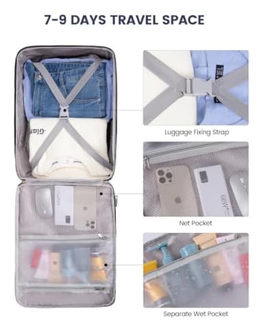 LOVEVOOK 50L Travel Backpack for Women & Men, Airline Approved Carry On Luggage with 3 Packing Cubes, TSA Overnight Bags, Waterproof Personal Item Bag, Weekender Essentials Backpacks fits 17" Laptop - Image 9