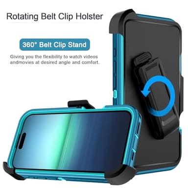 I-HONVA for iPhone 16 Pro Max Case [Compatible with MagSafe] Shockproof 3-Layer Full Body Protection [Without Screen Protector] Rugged Heavy Duty Cover Case for iPhone 16 Pro Max 6.9",Turquoise/Green - Image 2