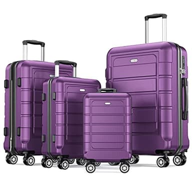 SHOWKOO Luggage Sets Expandable PC+ABS Durable Suitcase Sets Double Wheels TSA Lock 4 Piece Luggage Set Purple - Image 1