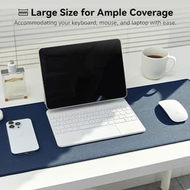 Reniteco Waterproof Large Gaming Mouse Pad with Durable Stitched Edges, Non-Slip Rubber Base, Smooth Surface Mouse Mat Desk Pad for Home Office Gaming, 27.5"x11.8"x0.12", Dark Blue - Image 2