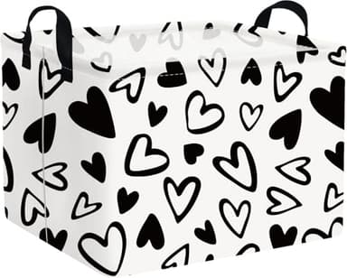 FXOCSHE Rectangular Easter Basket,Heart Gift basket Organizer Bins for Girls Room Decor,Nursery hamper,Easter decor(Lovely black heart) - Image 1