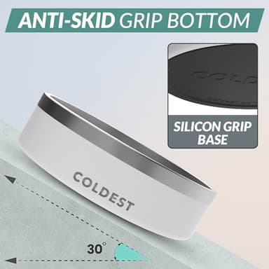 Coldest Dog Bowl - Anti Rust Metal, Non Slip, 3 Layers Insulated Stainless Steel Dog Bowls - Spill Proof & Heavy Duty - Water Bowl for Dogs, Cats & Pets, Dish Washer Safe (42 oz, Epic White) - Image 2