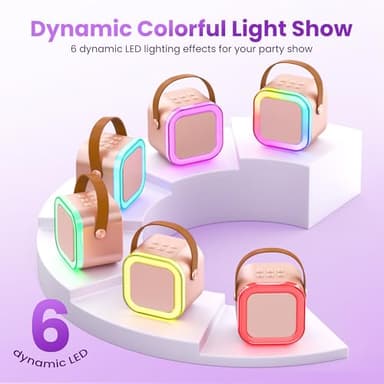 Mini Karaoke Machine for Kids Adults, Portable Bluetooth Speaker with 2 Wireless Karaoke Microphones,2025 TOP Birthday Gifts Toys for Girls 3, 4, 5, 6, 7, 8+Years Old Toddler Karaoke Player - Image 5