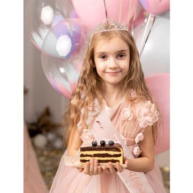 CIEHER 7th Birthday Crown + Sash + Pearl Pin Set, Girls' 7th Birthday Gifts and Happy Party Decorations - Image 7