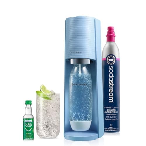 SodaStream Terra Sparkling Water Maker (Misty Blue) with CO2, DWS Bottle and Bubly Drop - Image 1