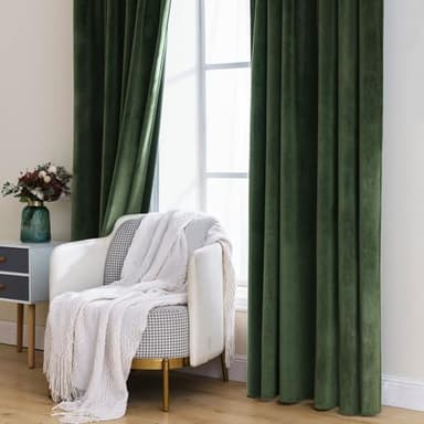 MIULEE Velvet Curtains 84 inches 2 Panels - Luxury Blackout Curtains for Bedroom Living Room Thermal Insulated Super Soft Window Drapes Rod Pocket & Back Tab, Olive Green, W52 x L84 inches - Image 7