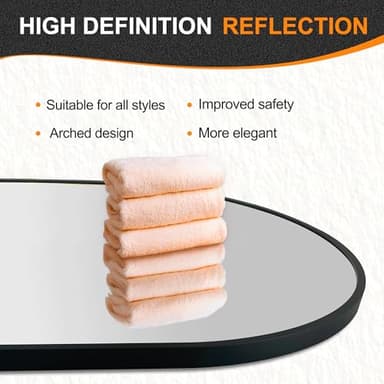 Bathroom Mirror for Wall,36''x24'',Black Oval Mirror for Bedroom Entryway Bathroom, Metal Framed Vanity Mirror(36''x24'',Black) - Image 6