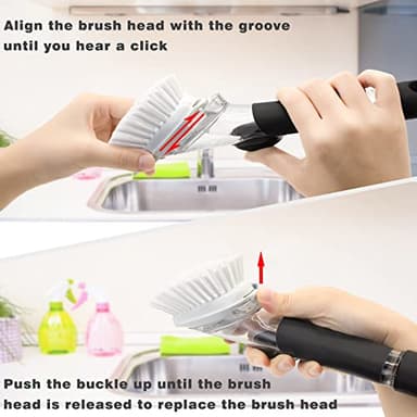 Brush Refills for OXO Dish Brush - 6 Pack Dish Brush Cleaning Soap Dispensing Head Replacement for Scrubber (White) - Image 6