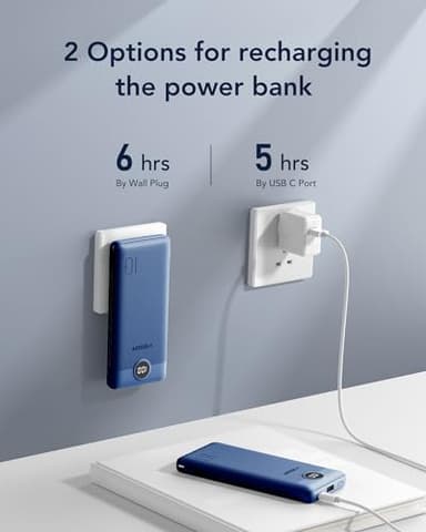 VEGER Portable Charger with Built-in AC Plug and Cables, All in One 10000mAh Ultra-Slim Power Bank, 15W Fast Charging for iPhone, Samsung, Android, Travel Essential (Navy) - Image 5
