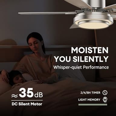 Fanbliss 42 Inch Nickel Ceiling Fans with Lights and Remote Control for Bedroom, Modern Ceiling Fan with Quiet Reversible DC Motor, 3CCT, Dimmable, LED for Living Room, Patio, Indoor and Outdoor - Image 7