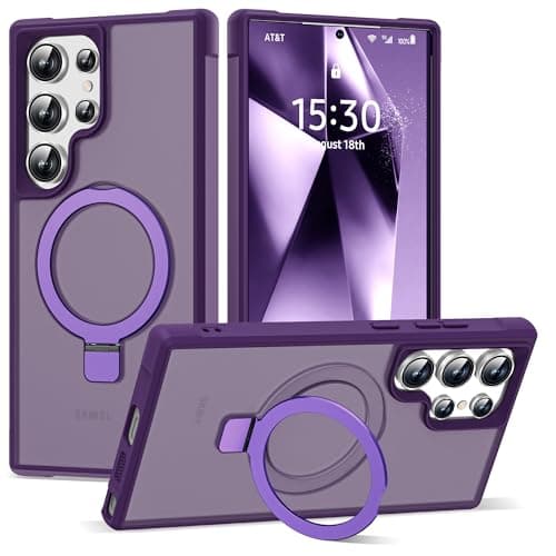 SKYLMW Compatible with Samsung Galaxy S24 Ultra Case with Magnetic Ring Stand, Purple - Image 1