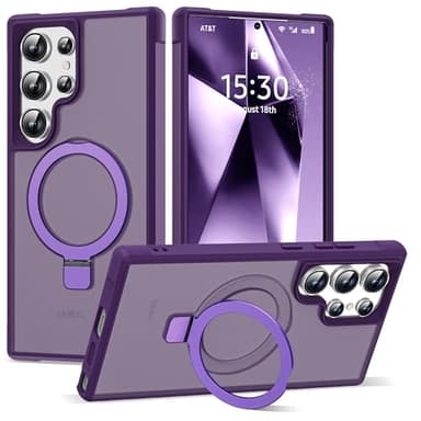 SKYLMW Compatible with Samsung Galaxy S24 Ultra Case with Magnetic Ring Stand, Purple - Image 1