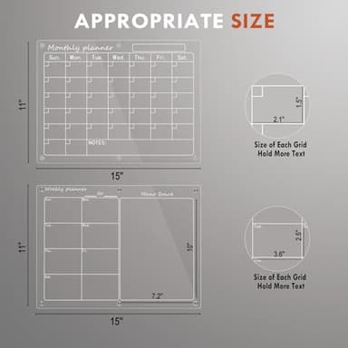 Magnetic Acrylic Calendar for Fridge,2 Pack 11"x15" Clear Fridge Calendar Dry Erase Magnetic Planning Boards Set for Refrigerator with 8 Colorful Highlight Markers - Image 9