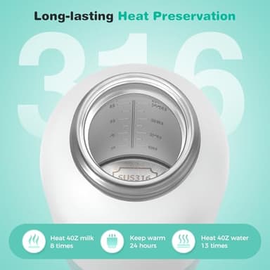 YIGU Portable Bottle Warmer 13500mAh Battery, 80W Fast Heating of Breast Milk and Formula, 12 oz Large Capacity, with 18W Fast Charging Adapter, Precise Temperature Control, Leak-Proof - Image 5