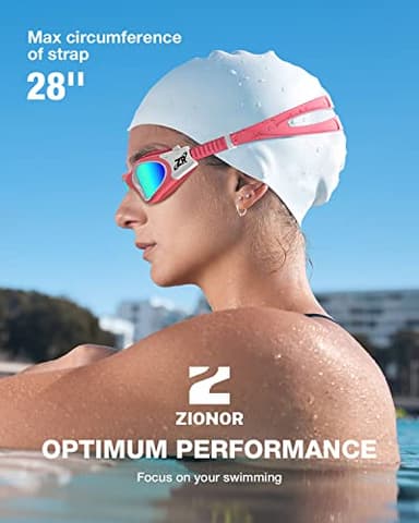 ZIONOR Swim Goggles, Upgraded G1 Polarized Swimming Goggles UV Protection Anti-fog Adjustable Strap for Men Women Adult Indoor or Outdoor (Polarized Light Mirror Gold Lens) - Image 7