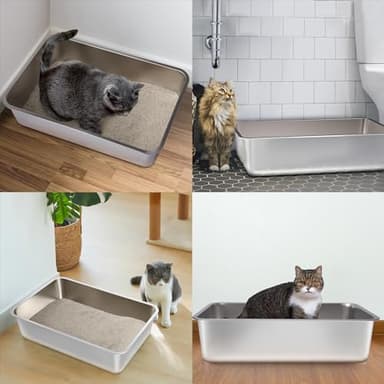 FUTAM Stainless Steel Litter Box,19.7"x13.7"x6" Large Metal Litter Box for Kitty/Cat/Rabbits, Easy to Clean, Non Stick Litterbox No Smell for Adult Cats - Image 7